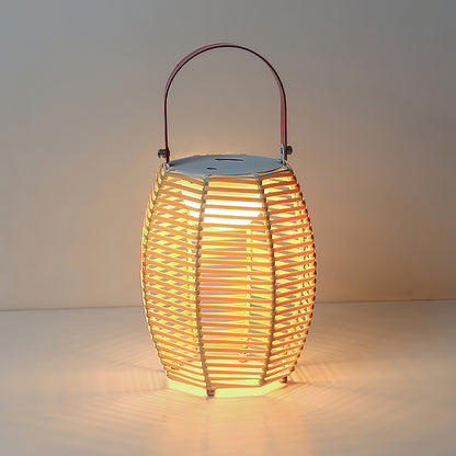 Lampada da tavolo wireless da esterno in rattan creativo retrò