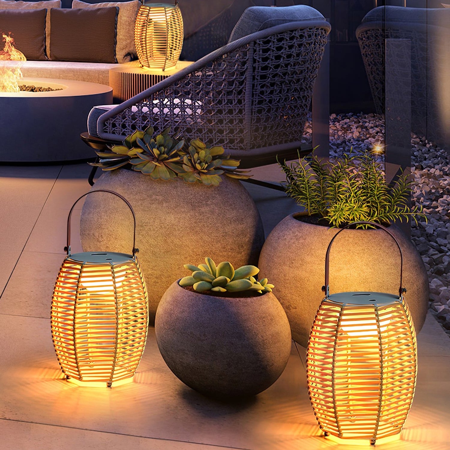 Retro Creative Rattan Outdoor Table Lamp