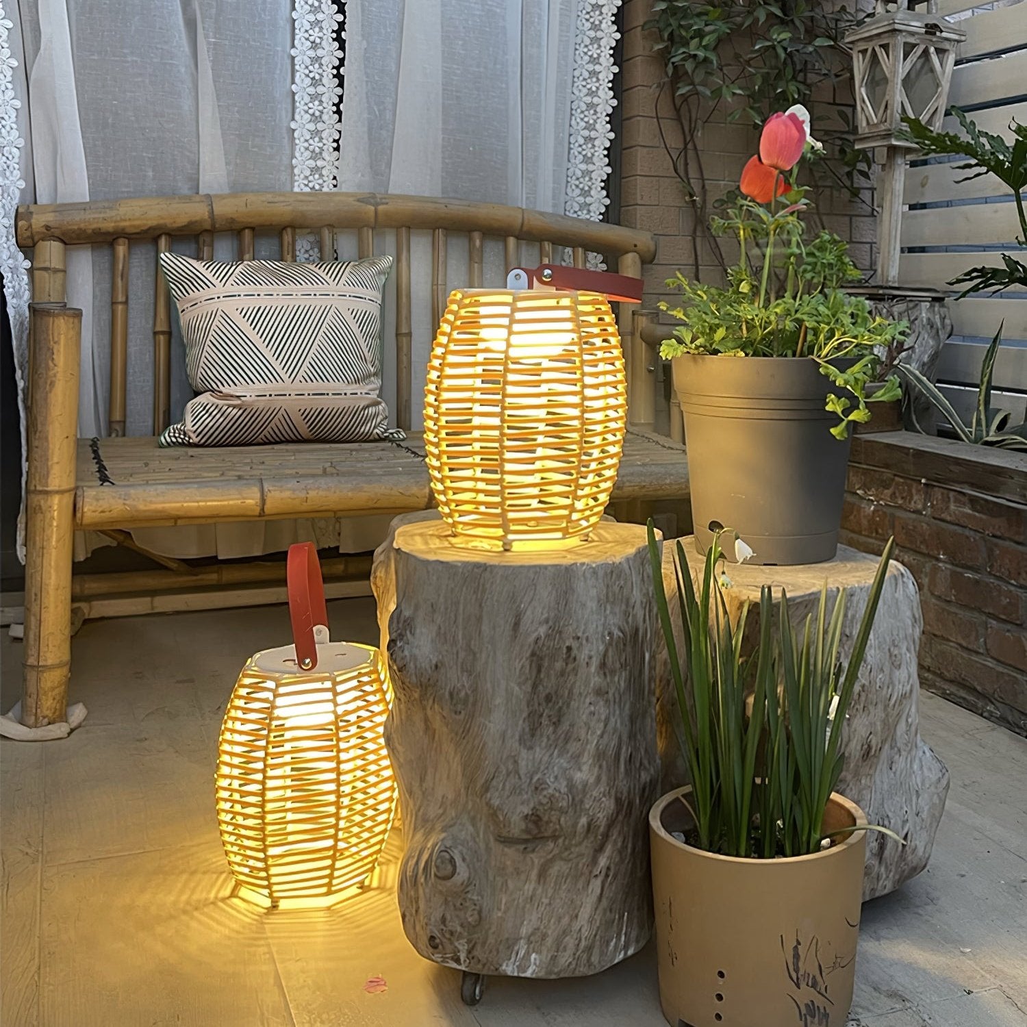 Retro Creative Rattan Wireless Outdoor Table Lamp