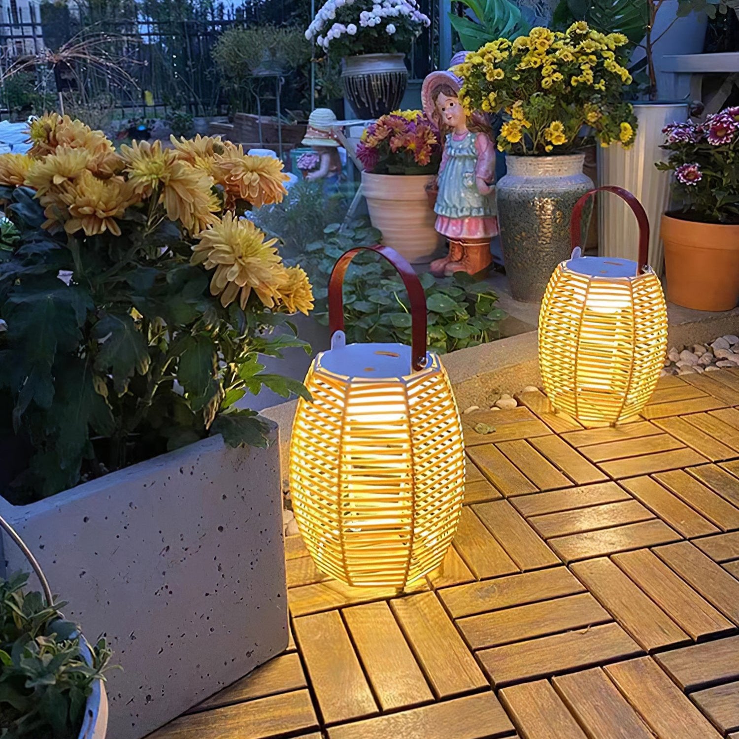 Retro Creative Rattan Wireless Outdoor Table Lamp