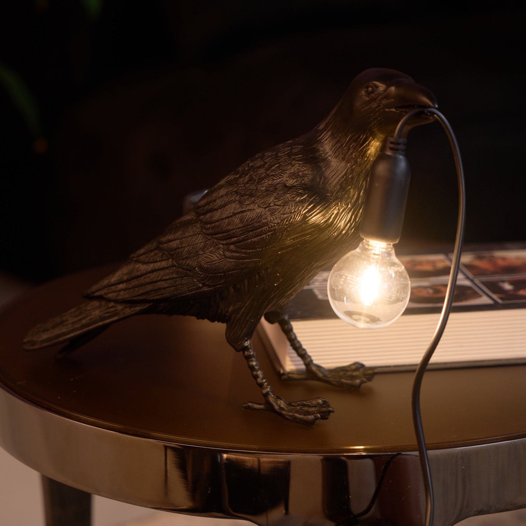 The Watchful Raven Resin Table Lamp