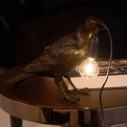 The Watchful Raven Resin Table Lamp