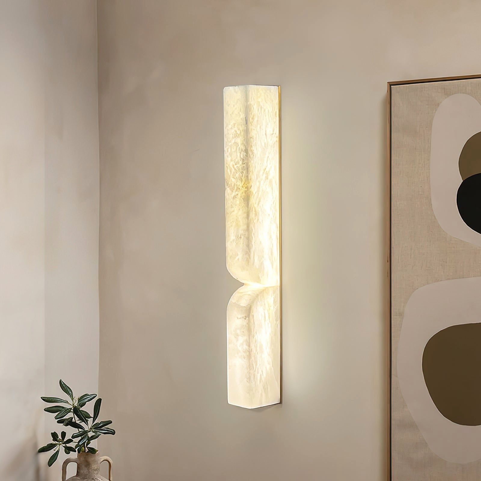 Moderne Rechthoekige Alabaster Essentie Wandlamp