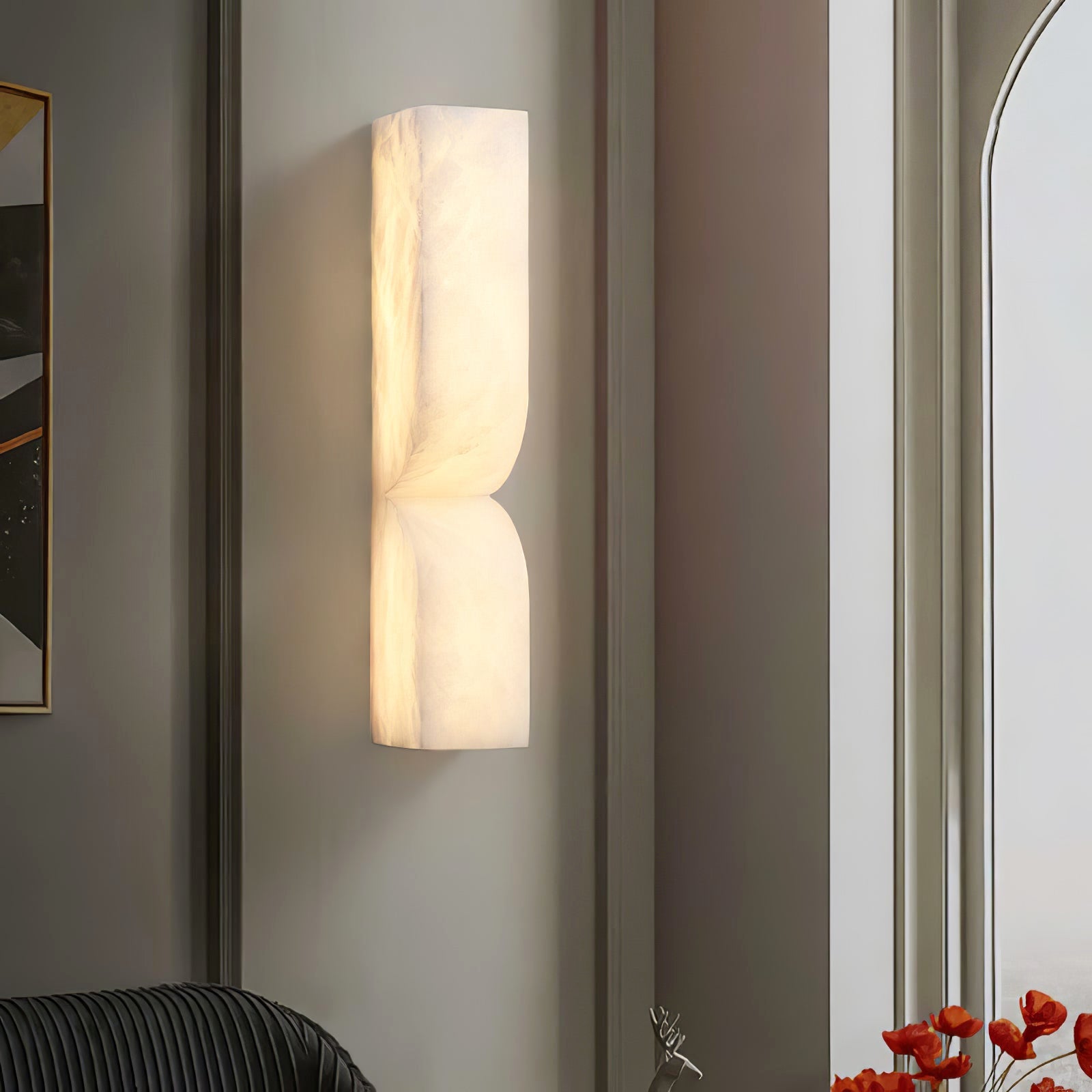 Moderne Rechthoekige Alabaster Essentie Wandlamp