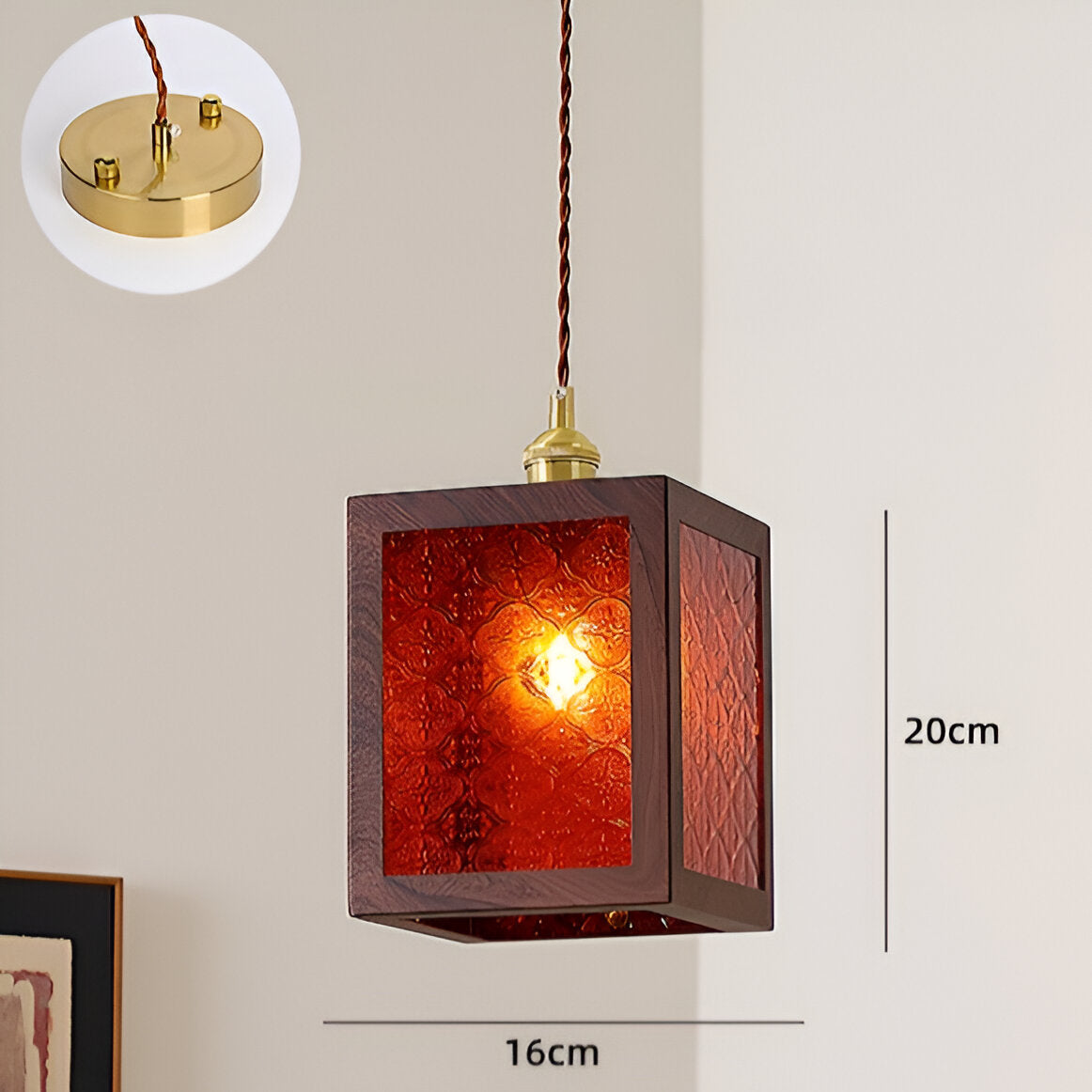 Lustre rétro français en noyer, lampe suspendue de style médiéval