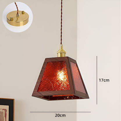 Lustre rétro français en noyer, lampe suspendue de style médiéval