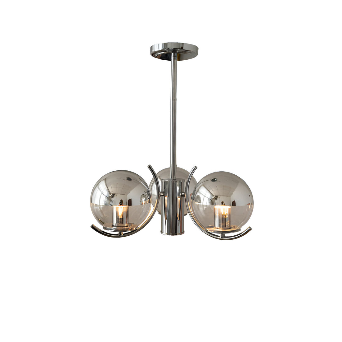 Chandelier rond en chrome rétro