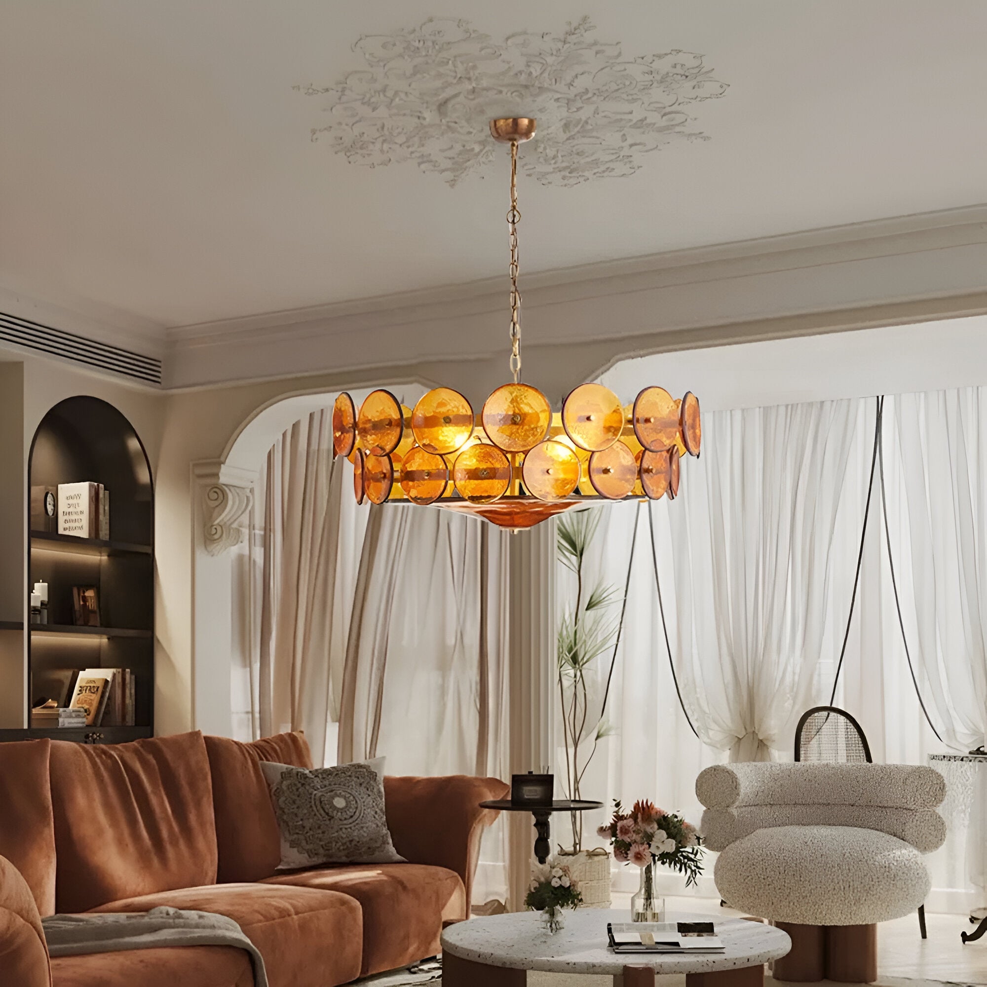 Retro Style Clara Colored Glass Chandelier