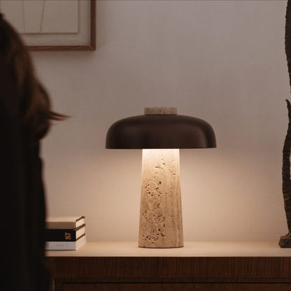 Terrazzo Travertine Mushroom-Shaped Table Lamp