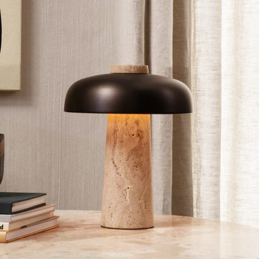 Terrazzo Travertine Mushroom-Shaped Table Lamp