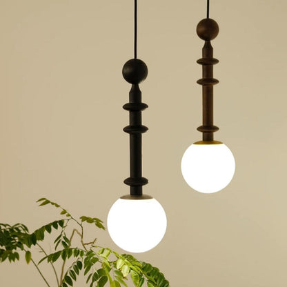 Roman Wood Column Pendant Light