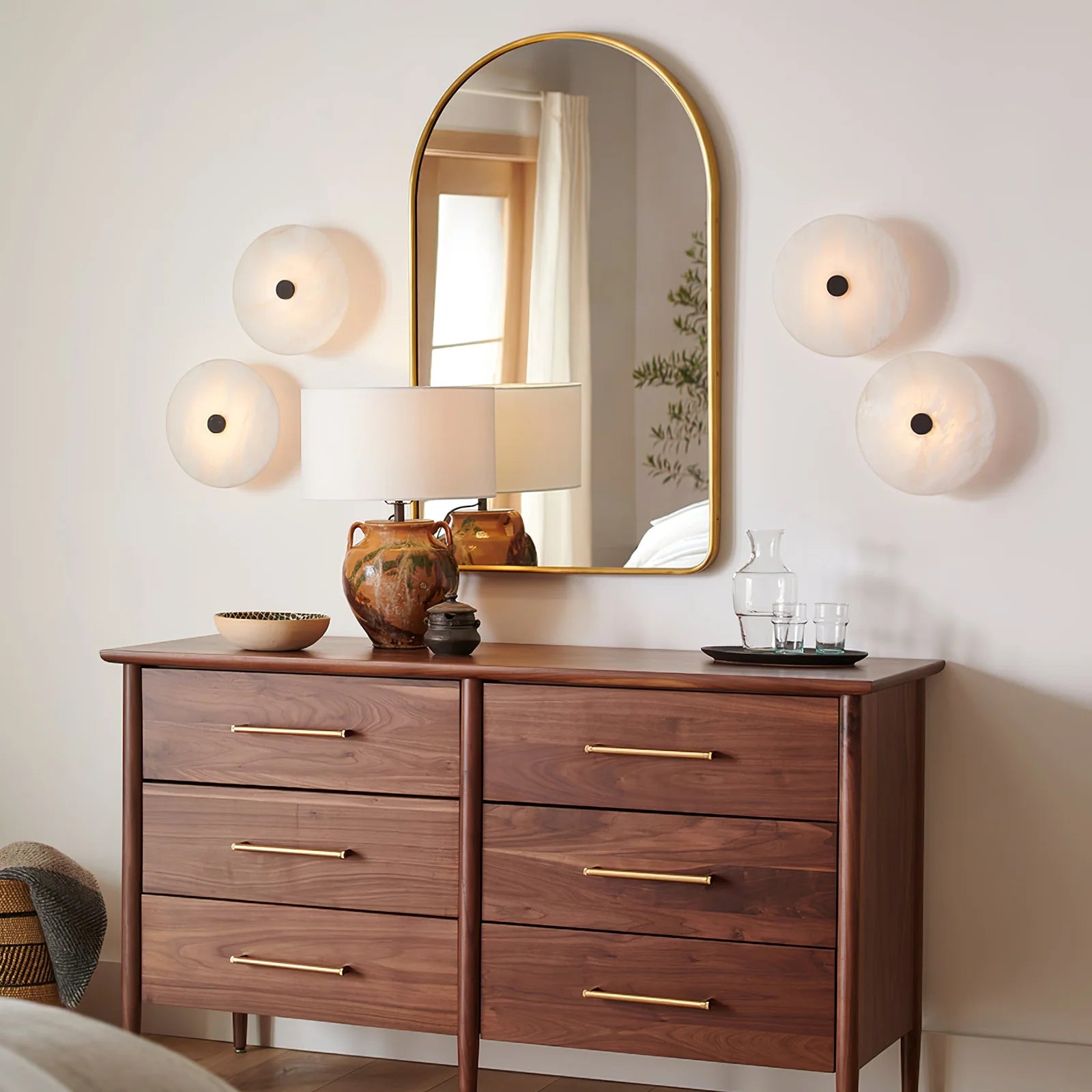 Ankeny Minimalist Alabaster Ceiling and Wall Light