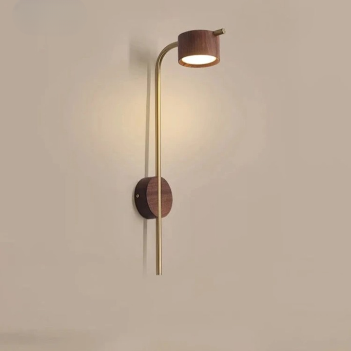 Wood Accent Bedside LED Wall Lamp