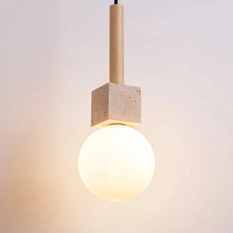 Modern Travertine Cube Pendant Lamp