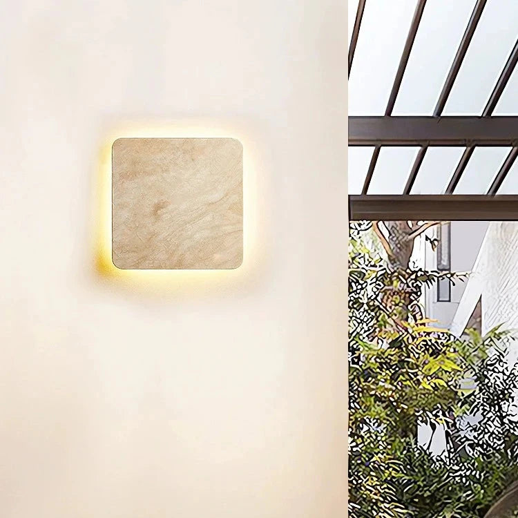 Square Travertine Outdoor Wall Lamp