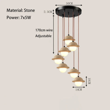 Travertine Spiral Pendant Lamp