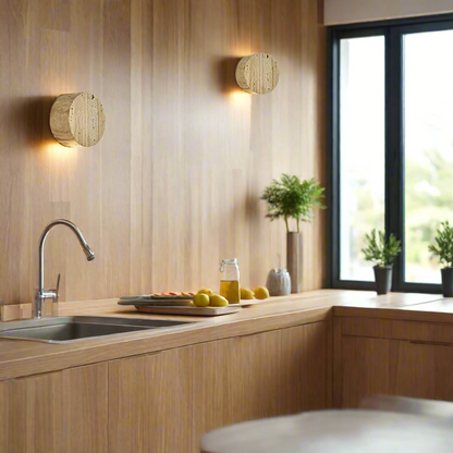 Lampe murale en pierre travertin jaune naturelle Wabi Sabi japonaise