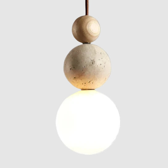 Elegant Glow Cream Stone Bedside Pendant Light