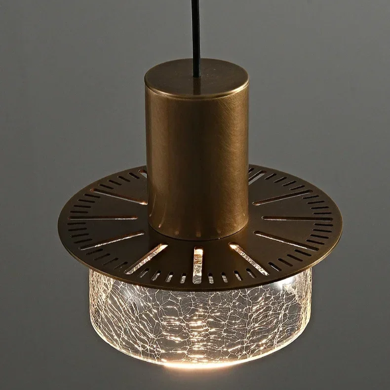 Lampe à pendentif en verre craquelé rétro