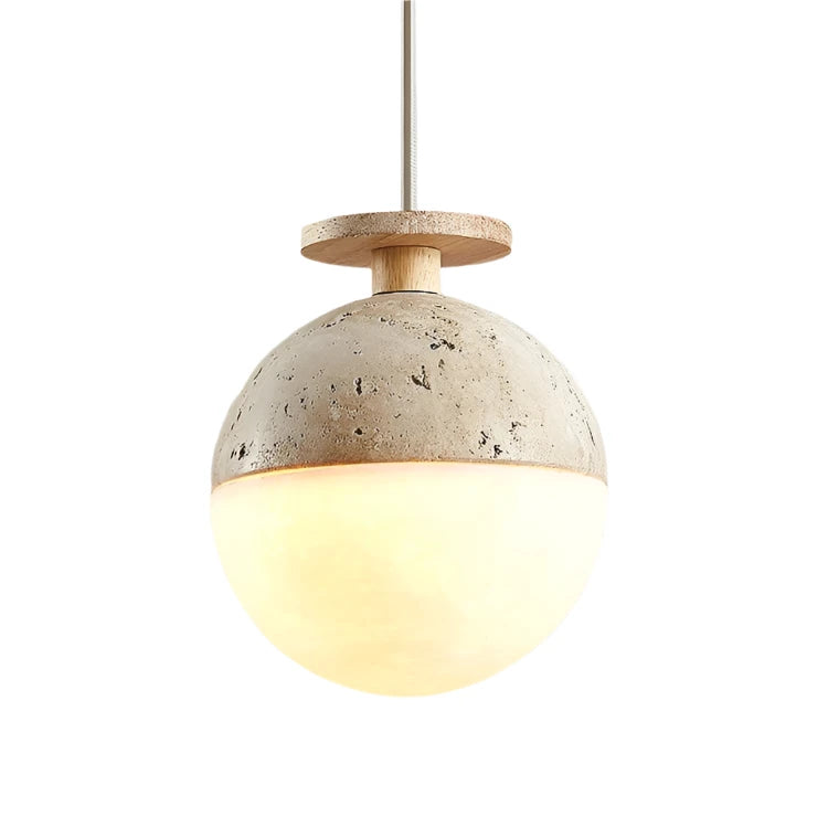 Round Travertine Stone Hanging Pendant Lamp