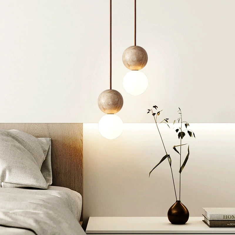 Stein Creme Stil LED Pendelleuchte