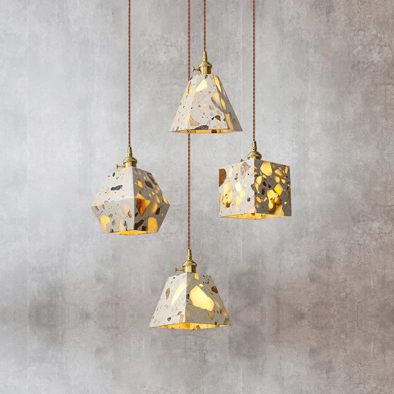 Lampe suspendue LED en marbre Terrazzo