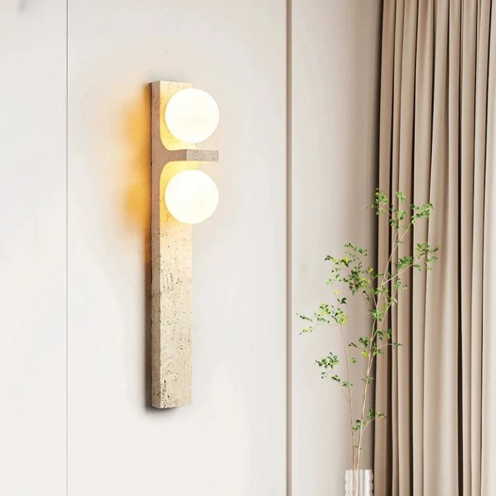 Long Strip Stone Travertine Wall Lamp