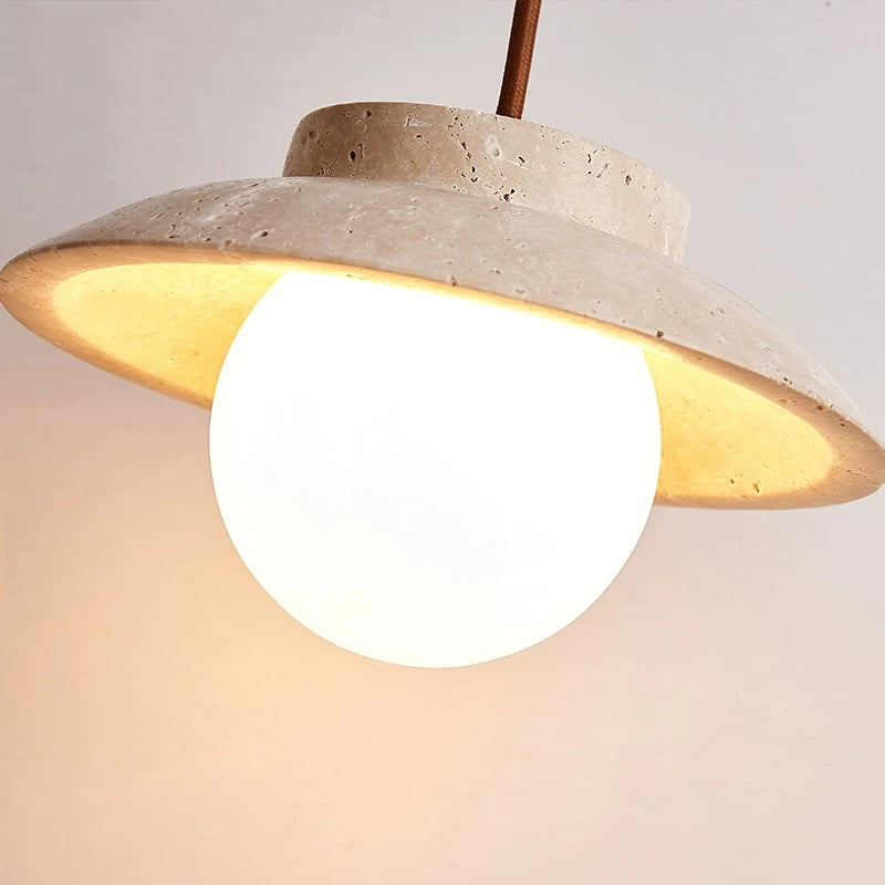 Lampadario in Pietra di Travertino con LED