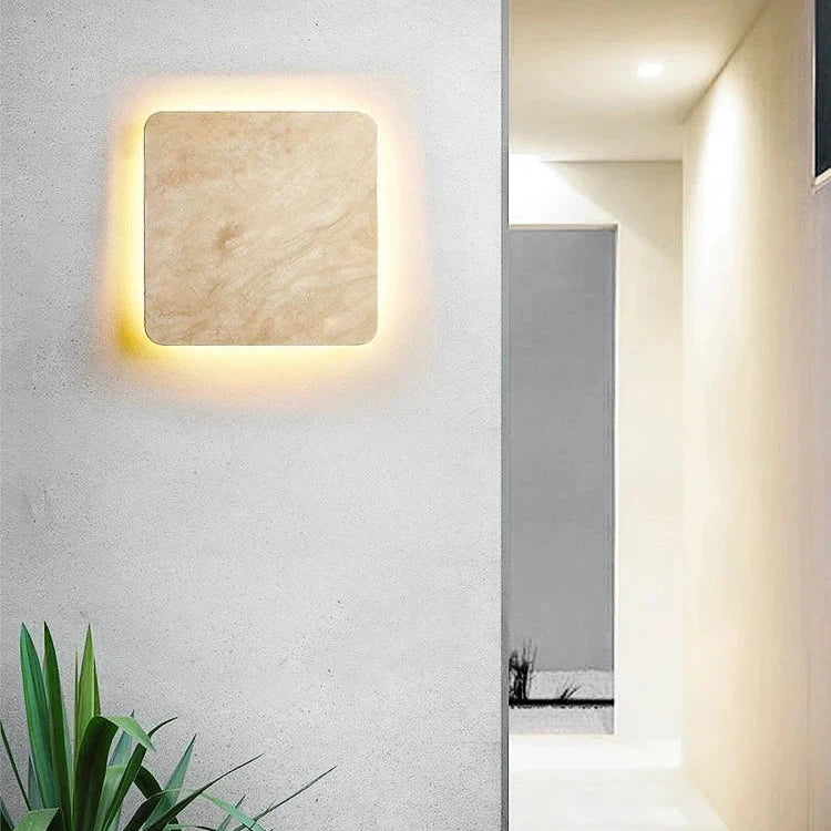 Square Travertine Outdoor Wall Lamp