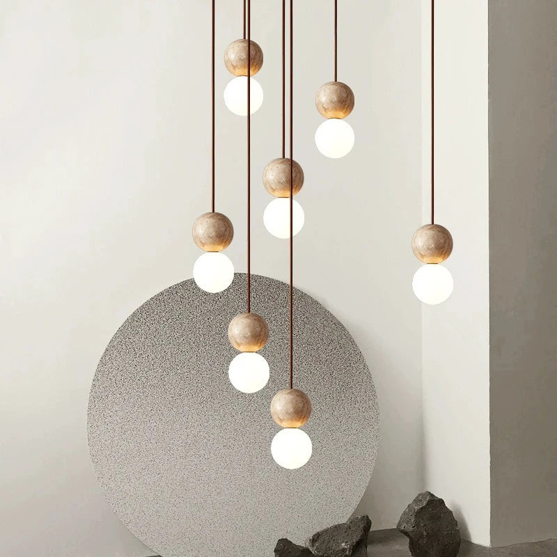 Stein Creme Stil LED Pendelleuchte