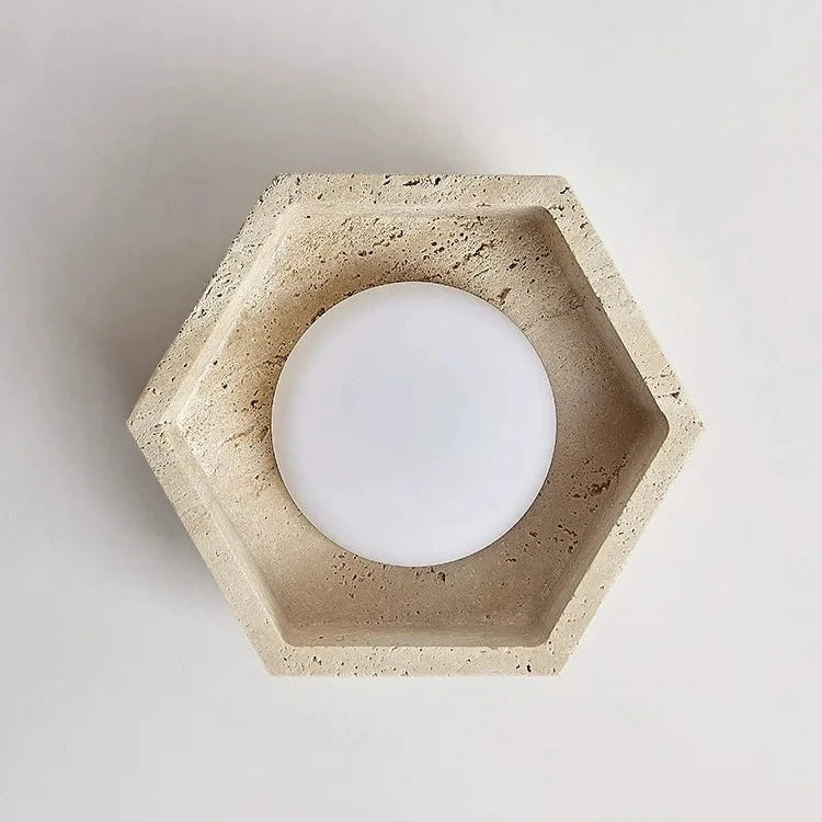 Hexagon Travertine Ceiling Fixture