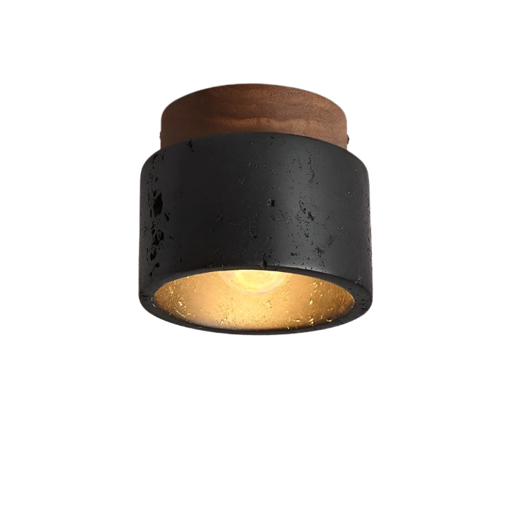 Travertine Mounted Black Stone Ceiling Light Fixture