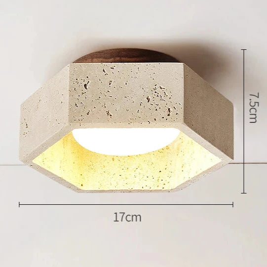 Hexagon Travertine Ceiling Fixture