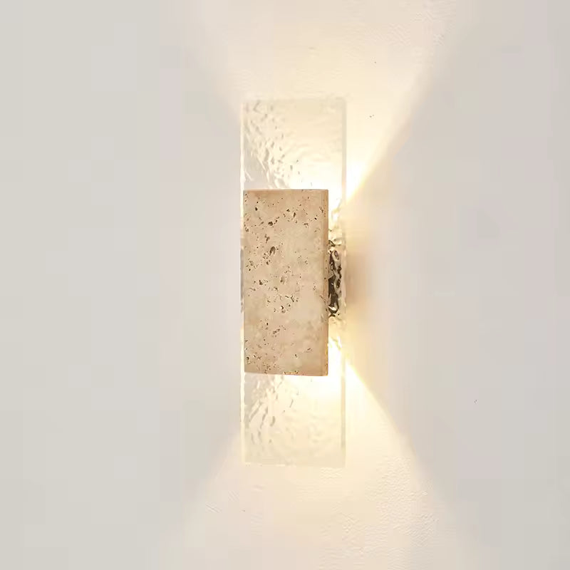 Amber Tranquility Travertine Wabi-Sabi Wall Lamp