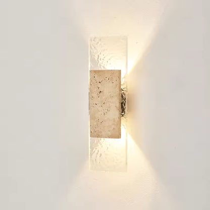 Amber Tranquility Travertine Wabi-Sabi Wall Lamp