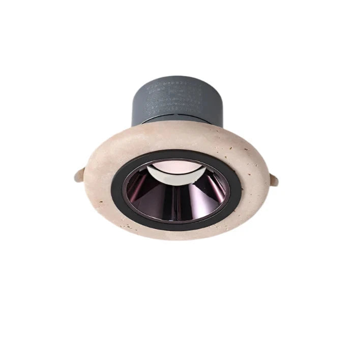 Spotlight LED encastré rond en travertin