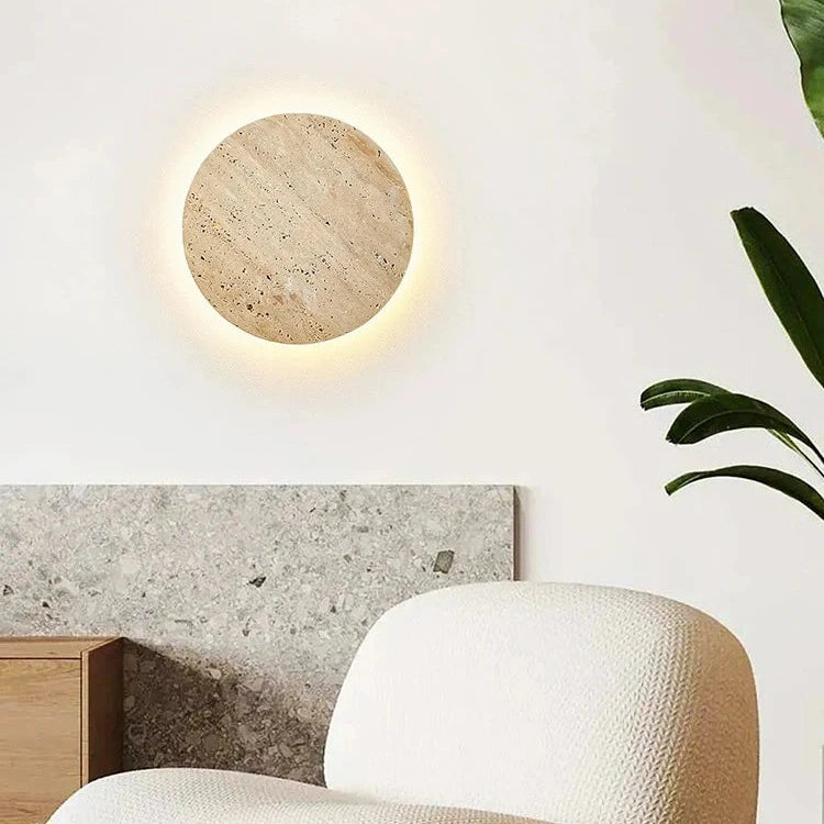 Travertine Stone Round LED Wall Lamp