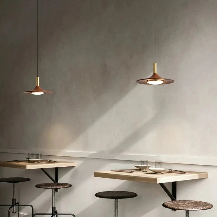 Modern Walnut Wood LED Pendant Lamp