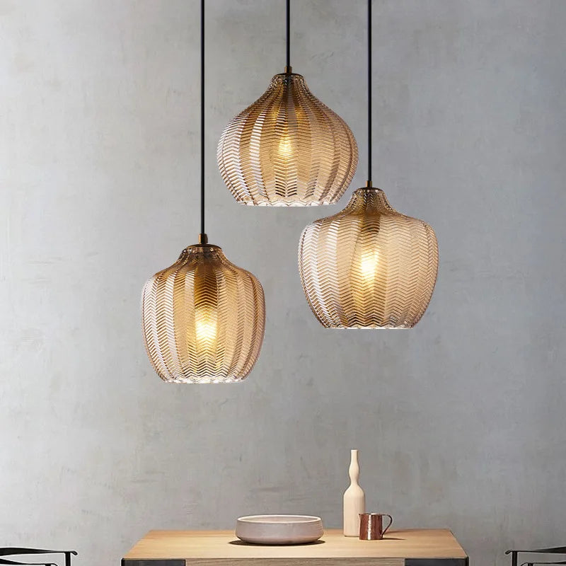 Nordic Style Wavy Glass Pendant Ceiling Lamp