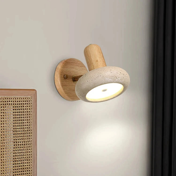 Lampe de chevet LED ronde rotative en travertin