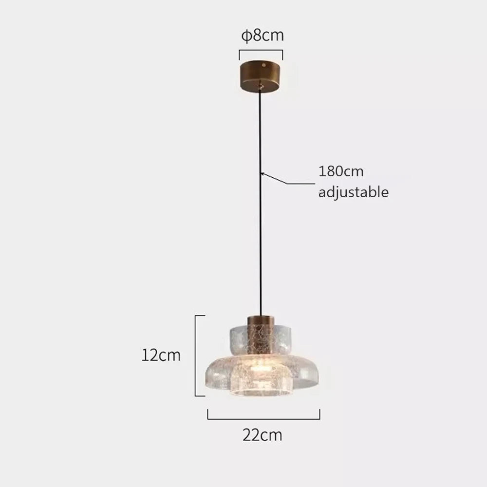 Lampe à pendentif en verre craquelé rétro