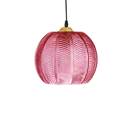 Nordic Green Leaf Pattern Glass Pendant Light