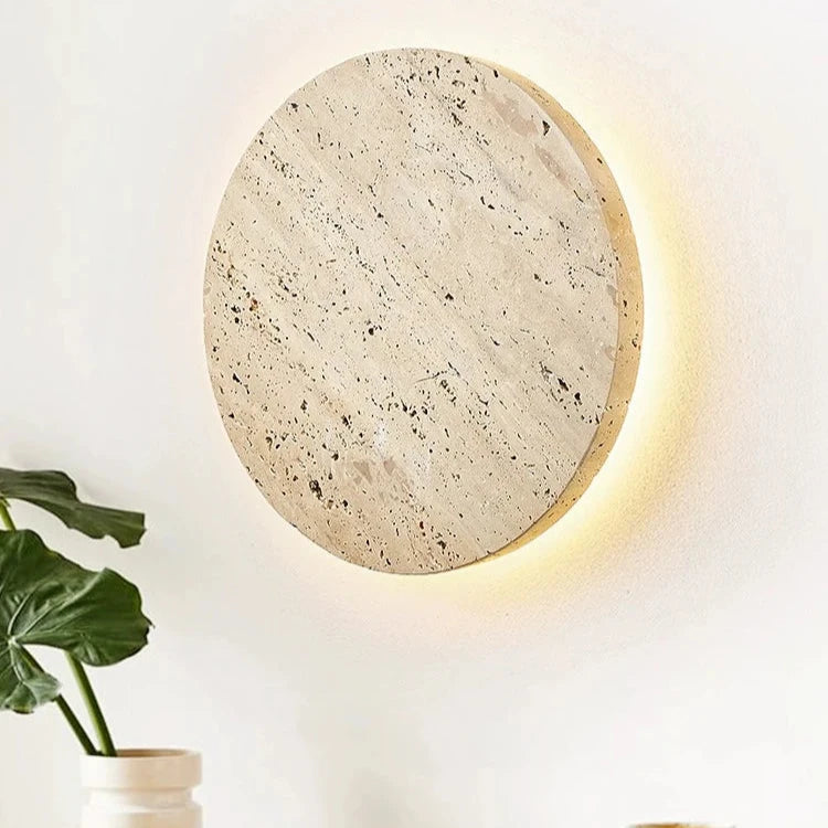 Travertine Stone Round LED Wall Lamp