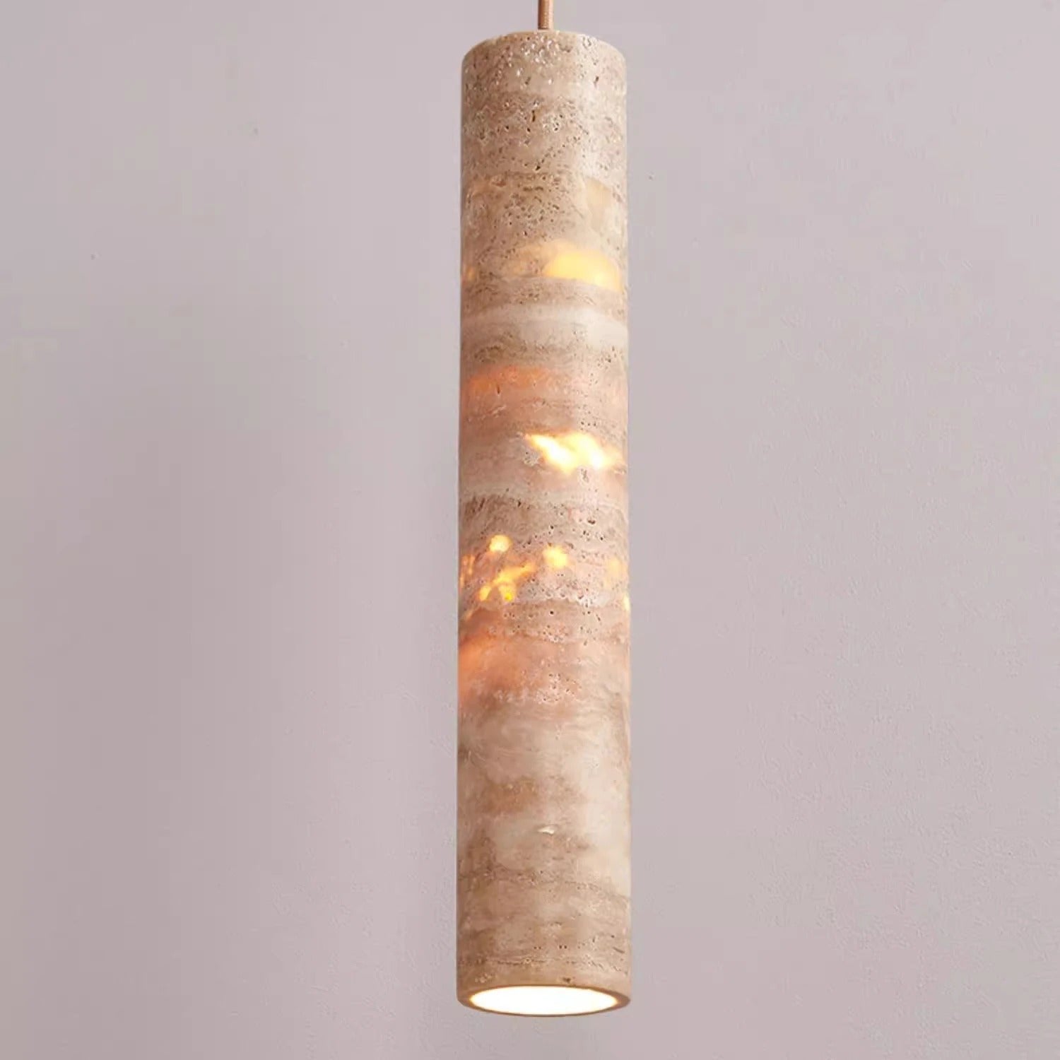 Cream Travertine Tube Pendant Lamp