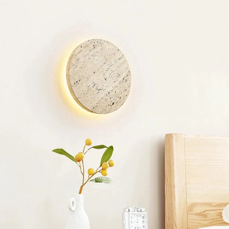 Travertine Stone Round LED Wall Lamp