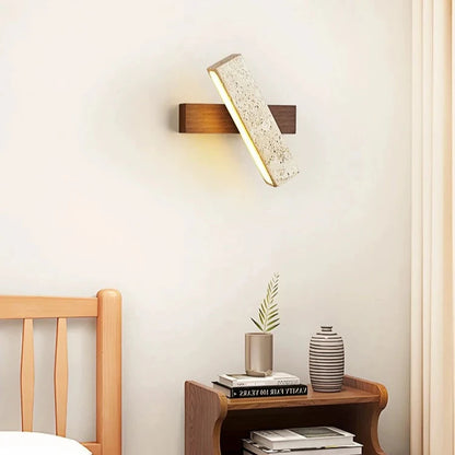 Travertine Wood Rotatable LED Wall Lamp