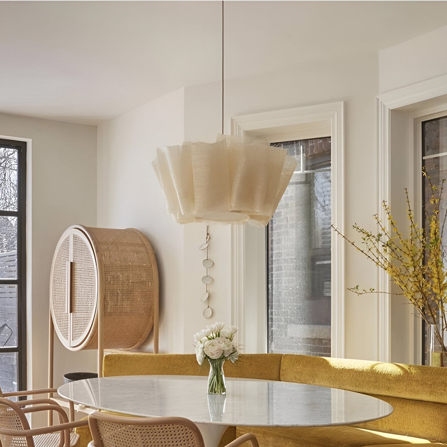 Nordic Creamy Fabric Shade Ainara Pendant Light