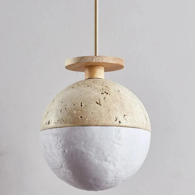 Round Travertine Stone Hanging Pendant Lamp