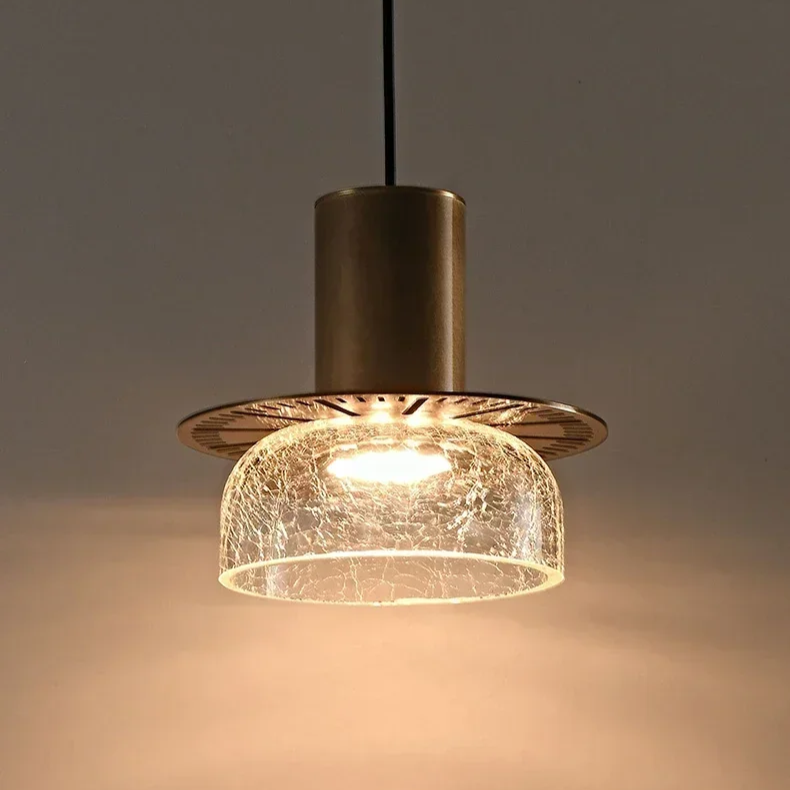 Lampe à pendentif en verre craquelé rétro