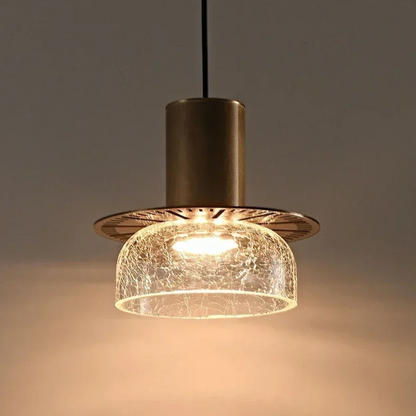 Lampe à pendentif en verre craquelé rétro